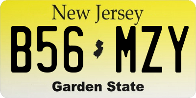 NJ license plate B56MZY