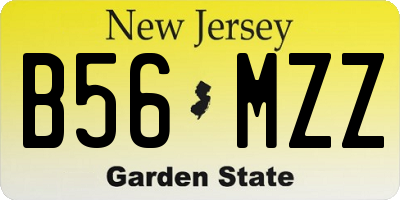 NJ license plate B56MZZ