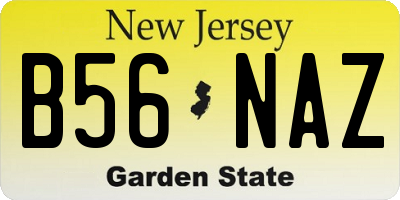 NJ license plate B56NAZ