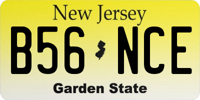 NJ license plate B56NCE