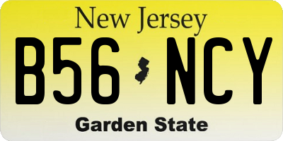 NJ license plate B56NCY
