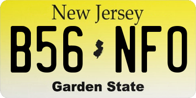 NJ license plate B56NFO