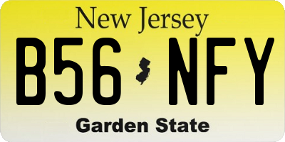 NJ license plate B56NFY
