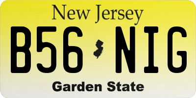 NJ license plate B56NIG