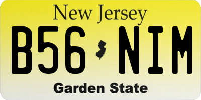 NJ license plate B56NIM