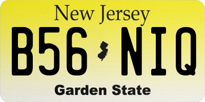 NJ license plate B56NIQ