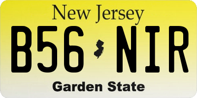 NJ license plate B56NIR