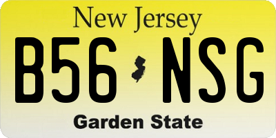 NJ license plate B56NSG