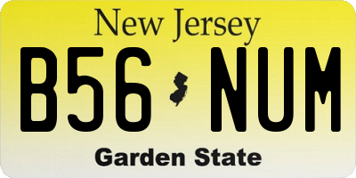 NJ license plate B56NUM
