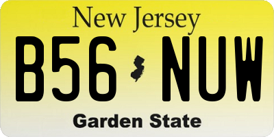 NJ license plate B56NUW