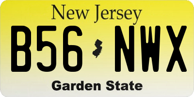 NJ license plate B56NWX