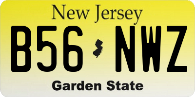NJ license plate B56NWZ