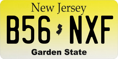 NJ license plate B56NXF