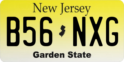 NJ license plate B56NXG