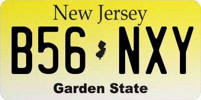 NJ license plate B56NXY
