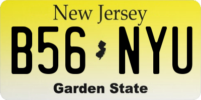 NJ license plate B56NYU