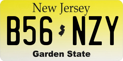 NJ license plate B56NZY