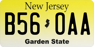 NJ license plate B56OAA