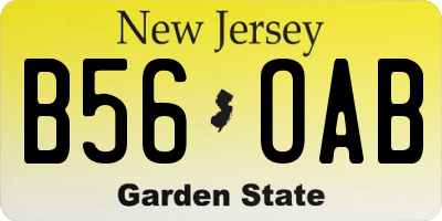 NJ license plate B56OAB