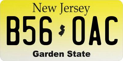 NJ license plate B56OAC