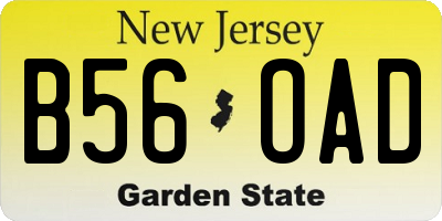 NJ license plate B56OAD