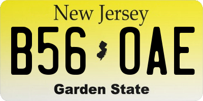 NJ license plate B56OAE