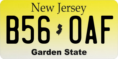 NJ license plate B56OAF