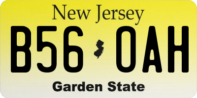 NJ license plate B56OAH