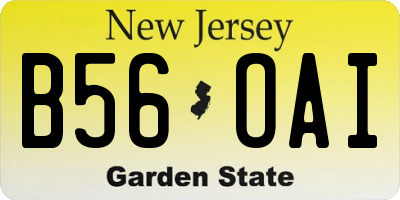 NJ license plate B56OAI