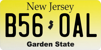 NJ license plate B56OAL