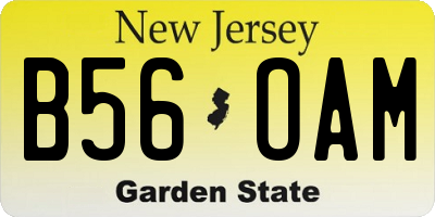 NJ license plate B56OAM