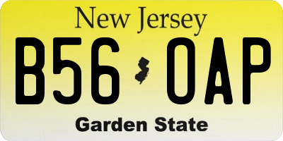 NJ license plate B56OAP