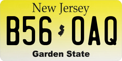 NJ license plate B56OAQ