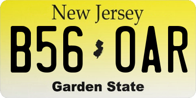 NJ license plate B56OAR