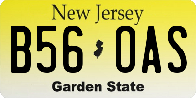NJ license plate B56OAS