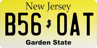 NJ license plate B56OAT