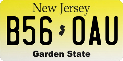 NJ license plate B56OAU
