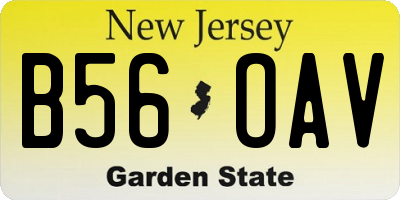 NJ license plate B56OAV