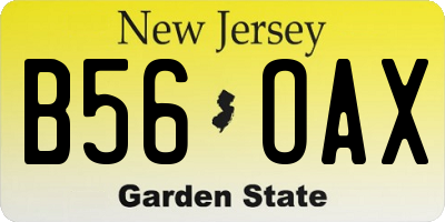NJ license plate B56OAX
