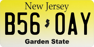 NJ license plate B56OAY