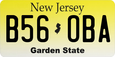 NJ license plate B56OBA