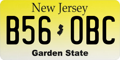 NJ license plate B56OBC