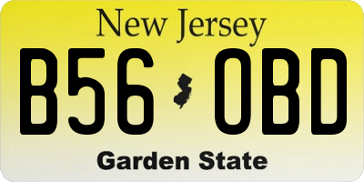 NJ license plate B56OBD