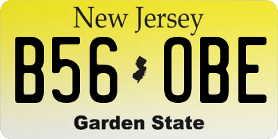 NJ license plate B56OBE