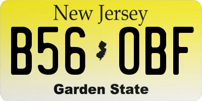 NJ license plate B56OBF