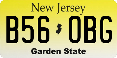 NJ license plate B56OBG