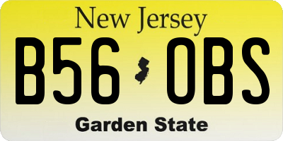 NJ license plate B56OBS