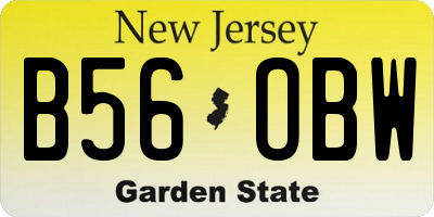 NJ license plate B56OBW