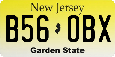 NJ license plate B56OBX