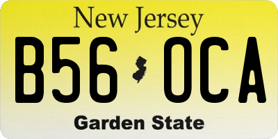 NJ license plate B56OCA